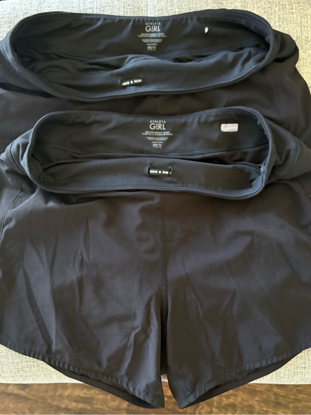 2- Athleta Girl Black Active Shorts (Pair)